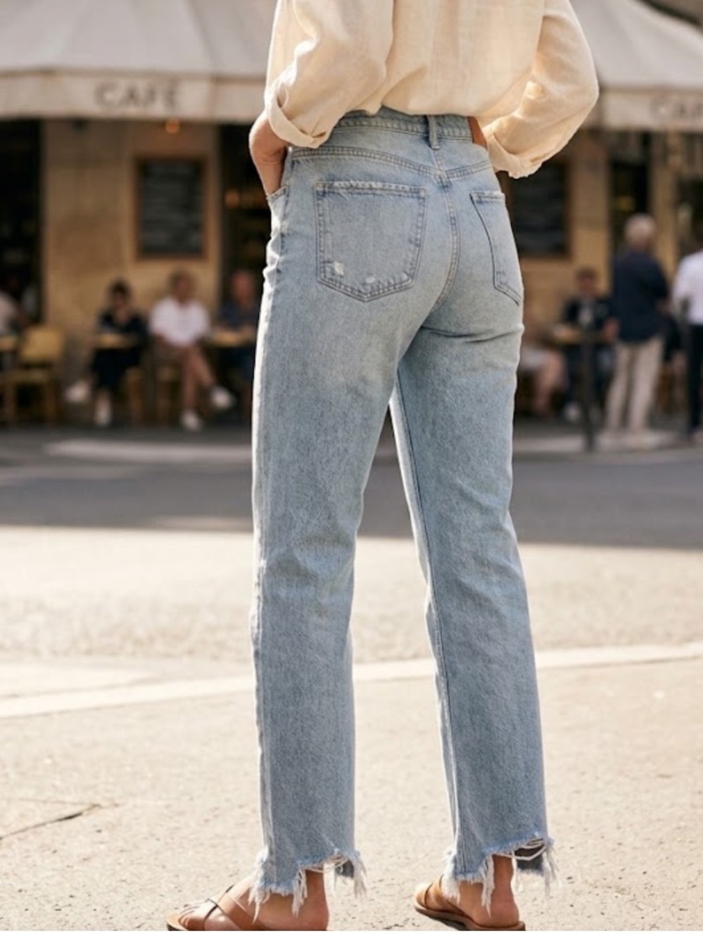 We the Free FP Women's Blue Jeans Button Fly Size 25 Raw Hemp Mid Rise